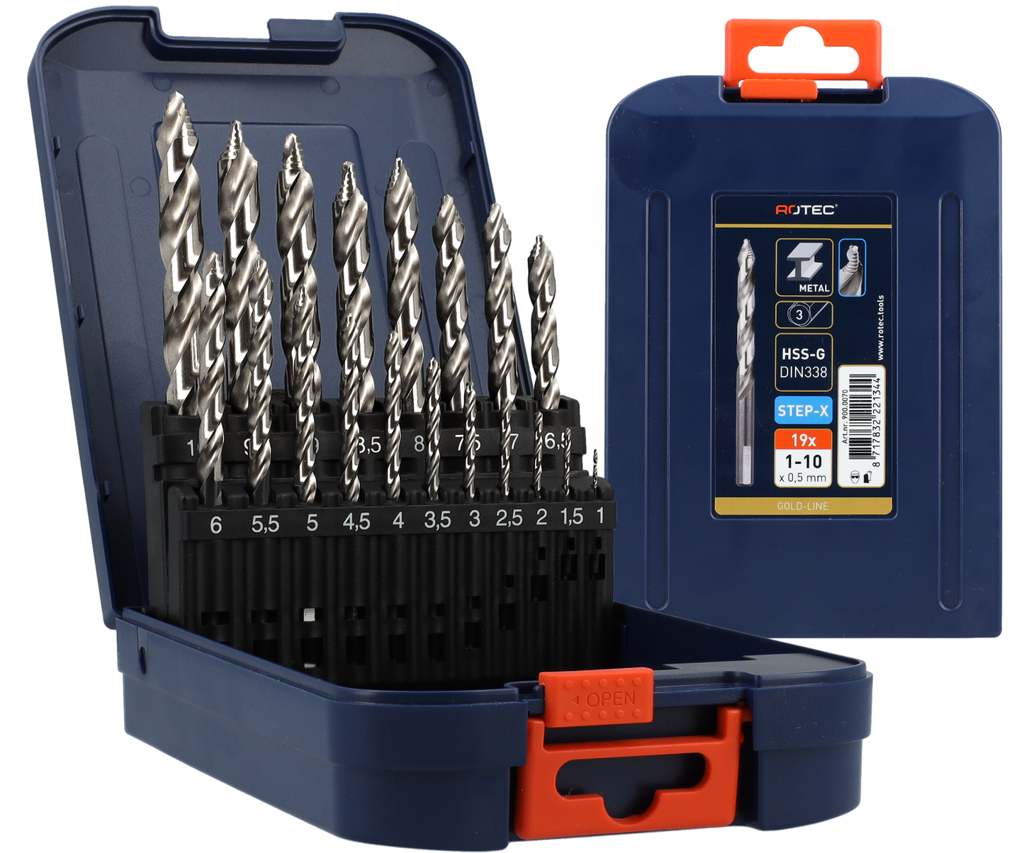 HSS-G Spiraalborenset STEP-X GOLD-LINE - 19-dlg