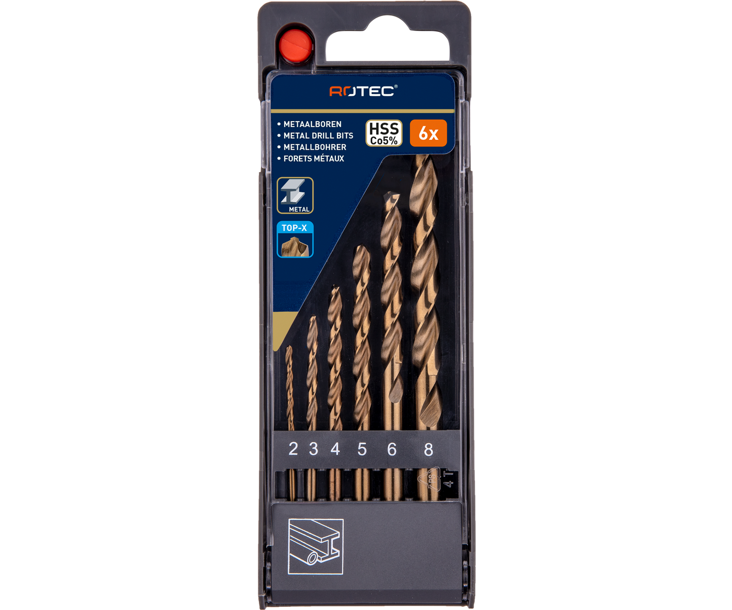 HSS-E Spiraalborenset TOP-X GOLD-LINE - 6-dlg