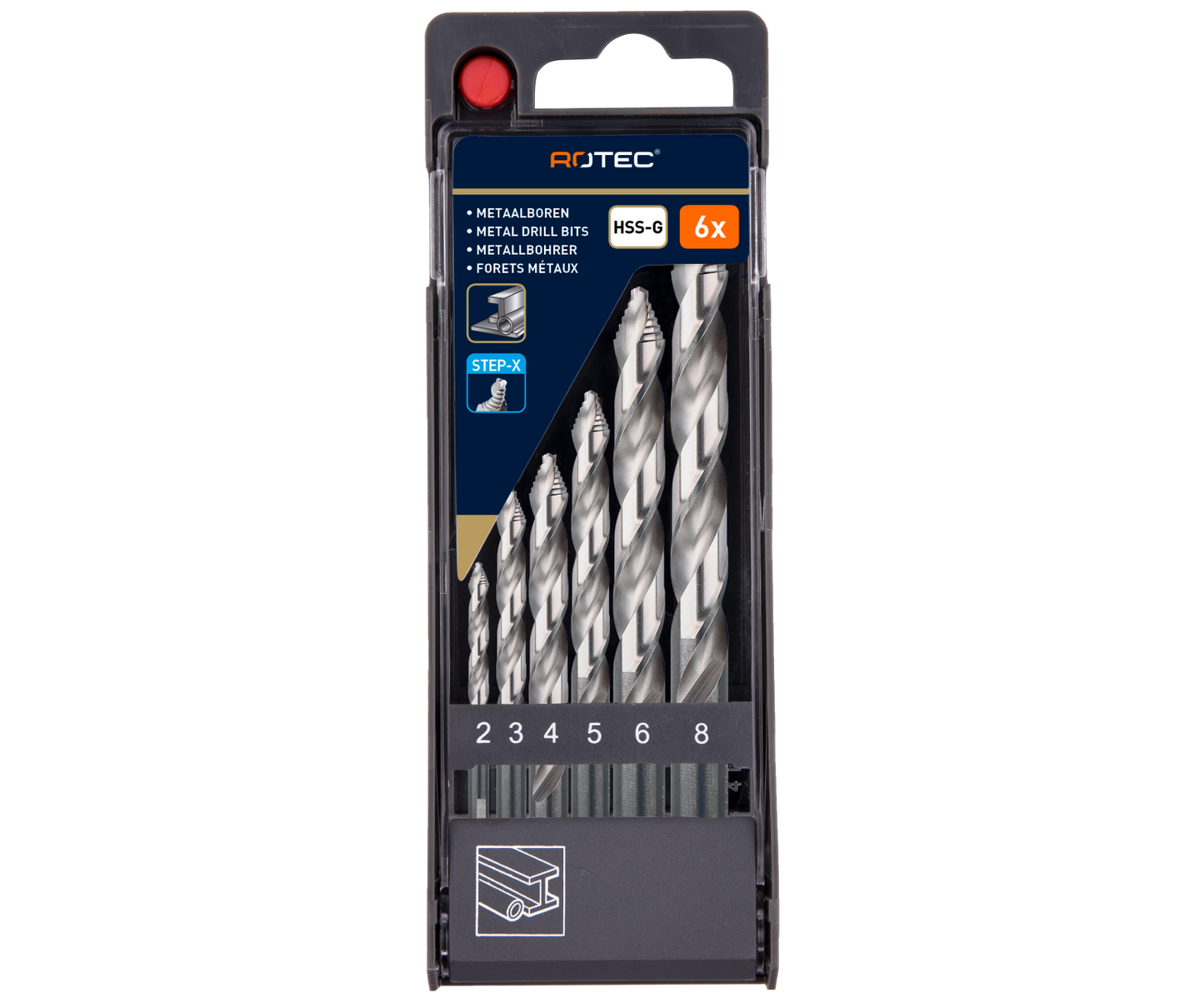 HSS-G Spiraalborenset STEP-X GOLD-LINE - 6-dlg