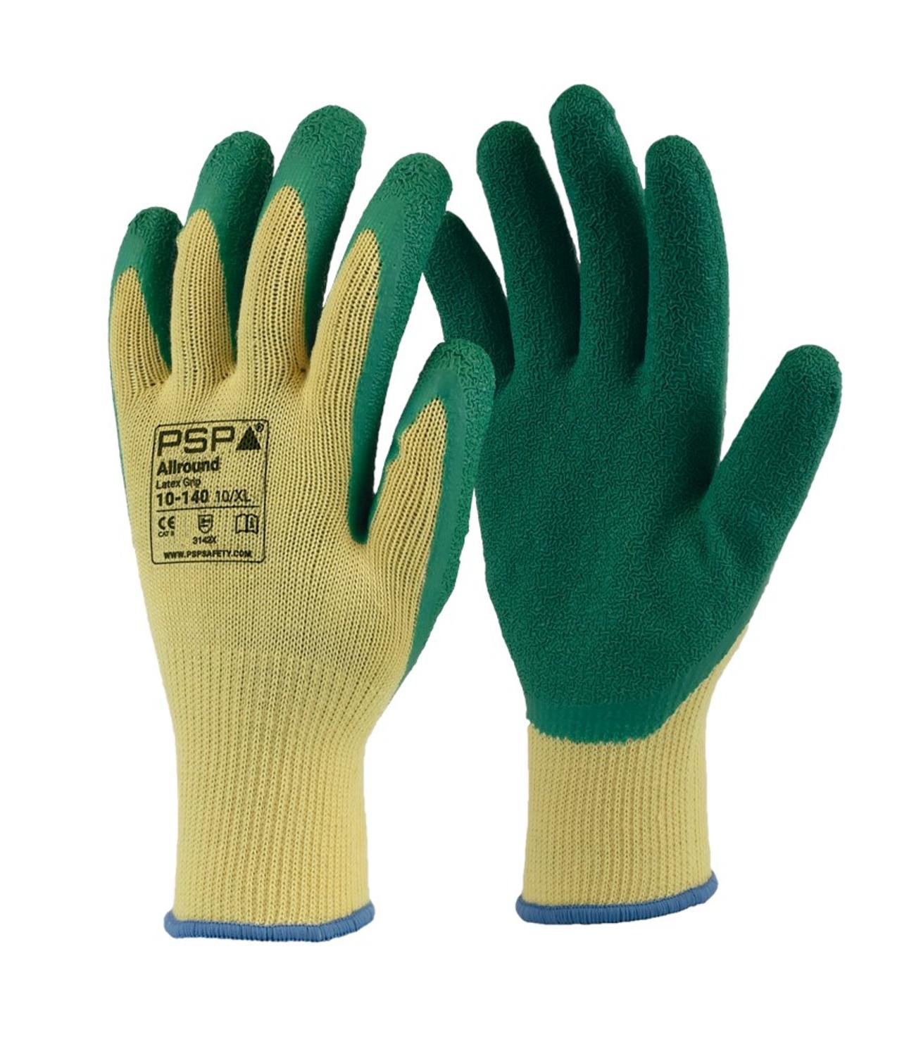 10-140 Allround Latex Werkhandschoen Gr/Ylw - 12 paar