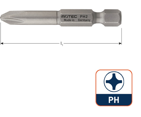 Schroefbit BASIC 1/4 " PH 50mm (Phillips)