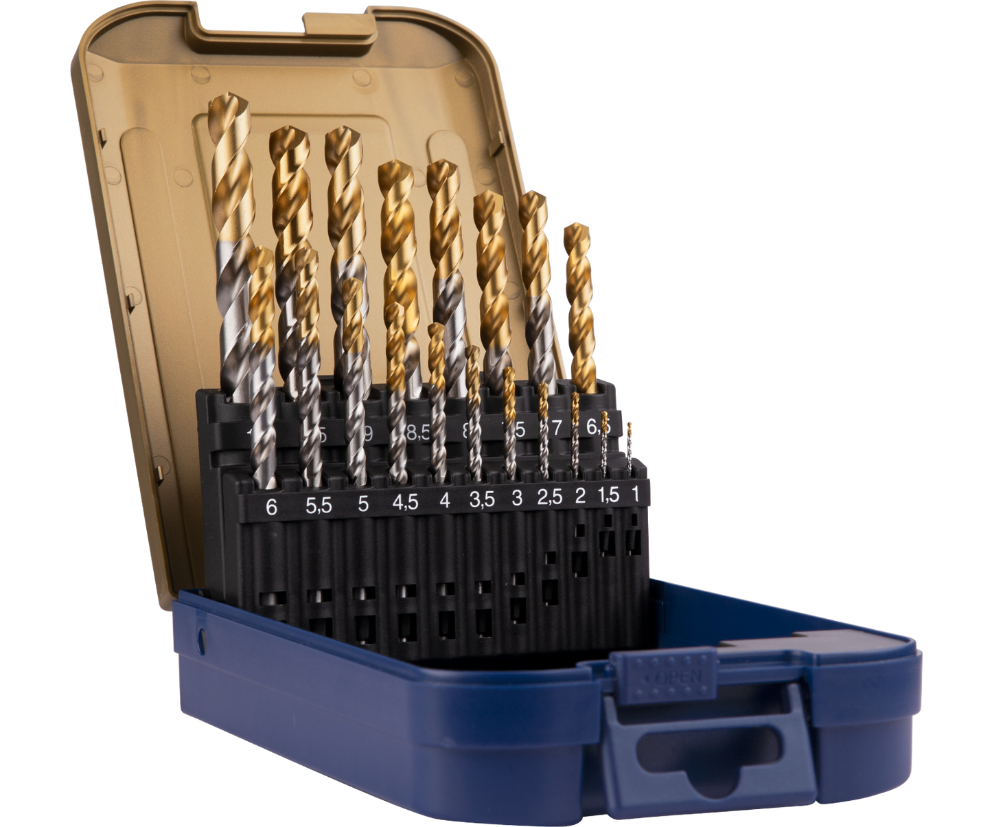 HSS-G Spiraalborenset HD-S TiN-TOP GOLD-LINE - 19 dlg