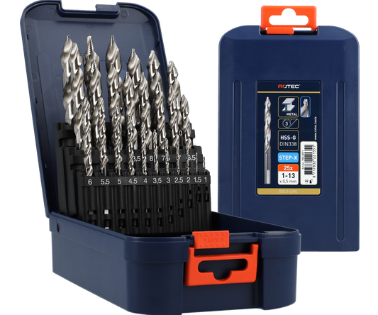 HSS-G Spiraalborenset STEP-X GOLD-LINE - 25-dlg
