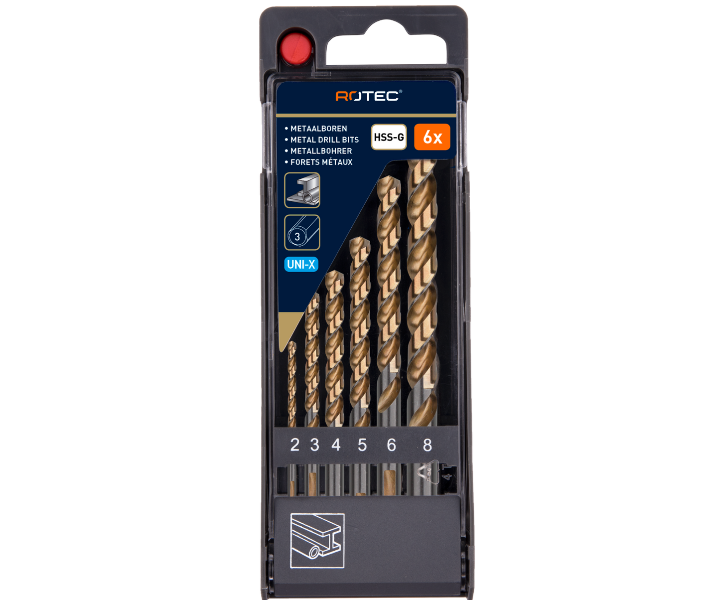 HSS-G Spiraalborenset, UNI-X, GOLD-LINE  - 6-dlg