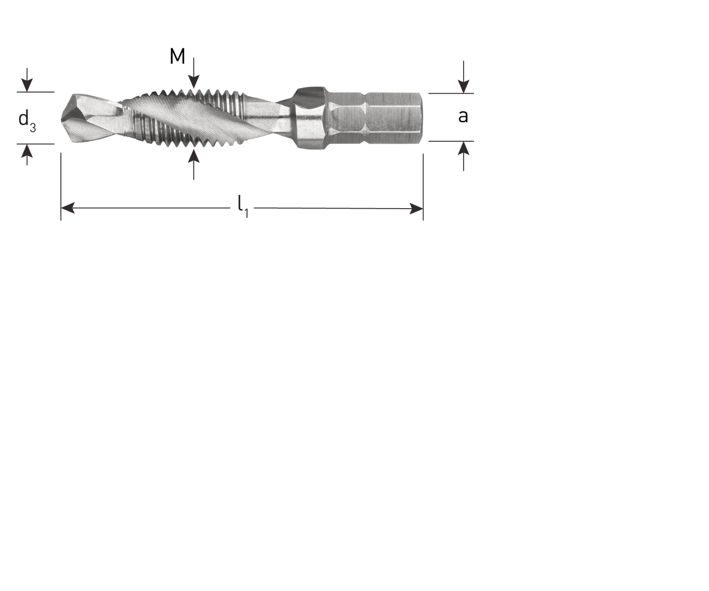 HSS Combi-boor/tap-bit 1/4"bit-aansluiting