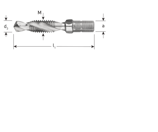 HSS Combi-boor/tap-bit 1/4"bit-aansluiting
