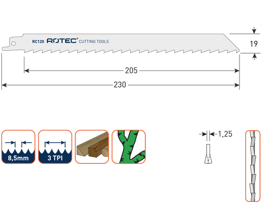 Rotec Reciprozaagblad RC120