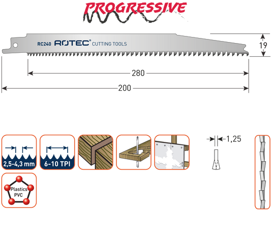 Reciprozaagblad RC240 - 5 stuks