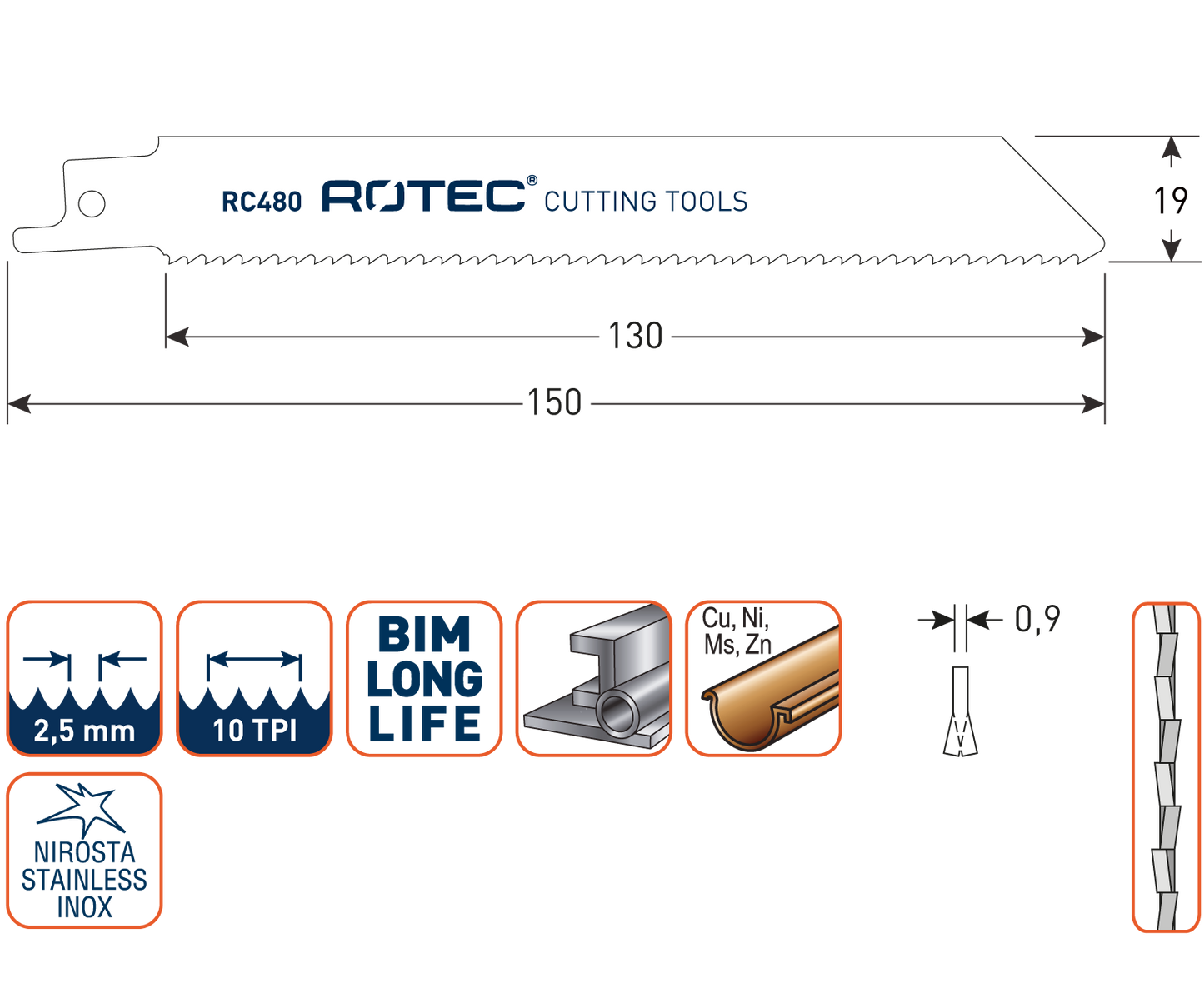 Reciprozaagblad RC480 - 5 stuks