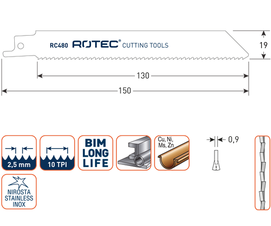 Reciprozaagblad RC480 - 5 stuks