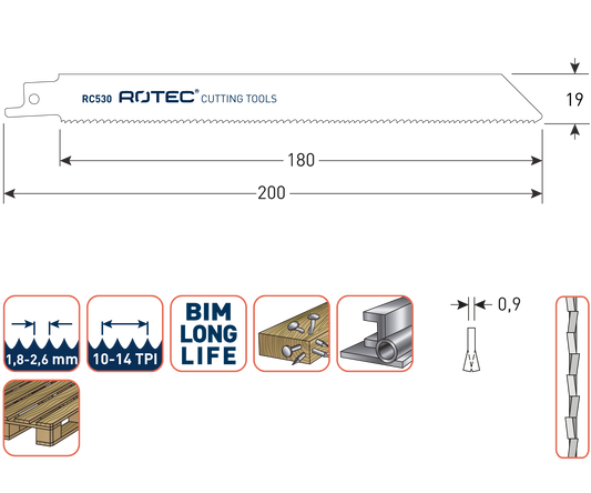 Reciprozaagblad RC530 - 5 stuks