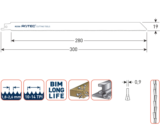 Reciprozaagblad RC550 - 5 stuks