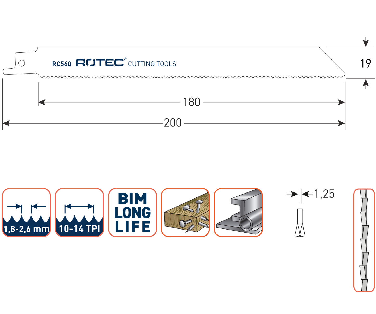 Reciprozaagblad RC560 - 5 stuks
