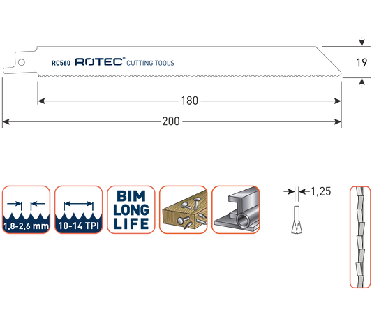 Reciprozaagblad RC560 - 5 stuks