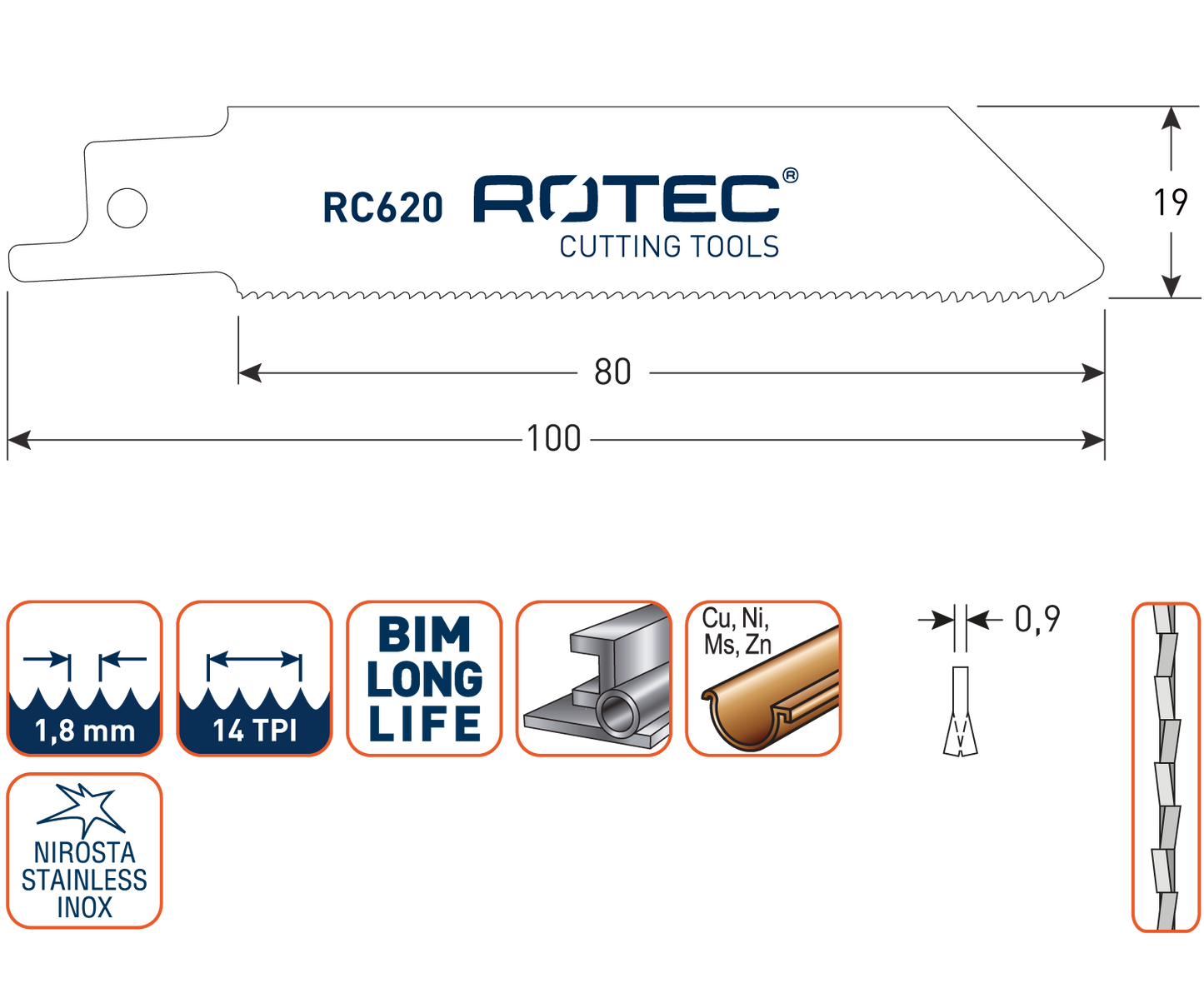 Reciprozaagblad RC620 - 5 stuks